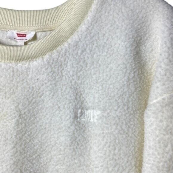 Levis Womens Meadow Polar Fleece Sweatshirt Large Sherpa Cozy Cream Oversized - Picture 3 of 9